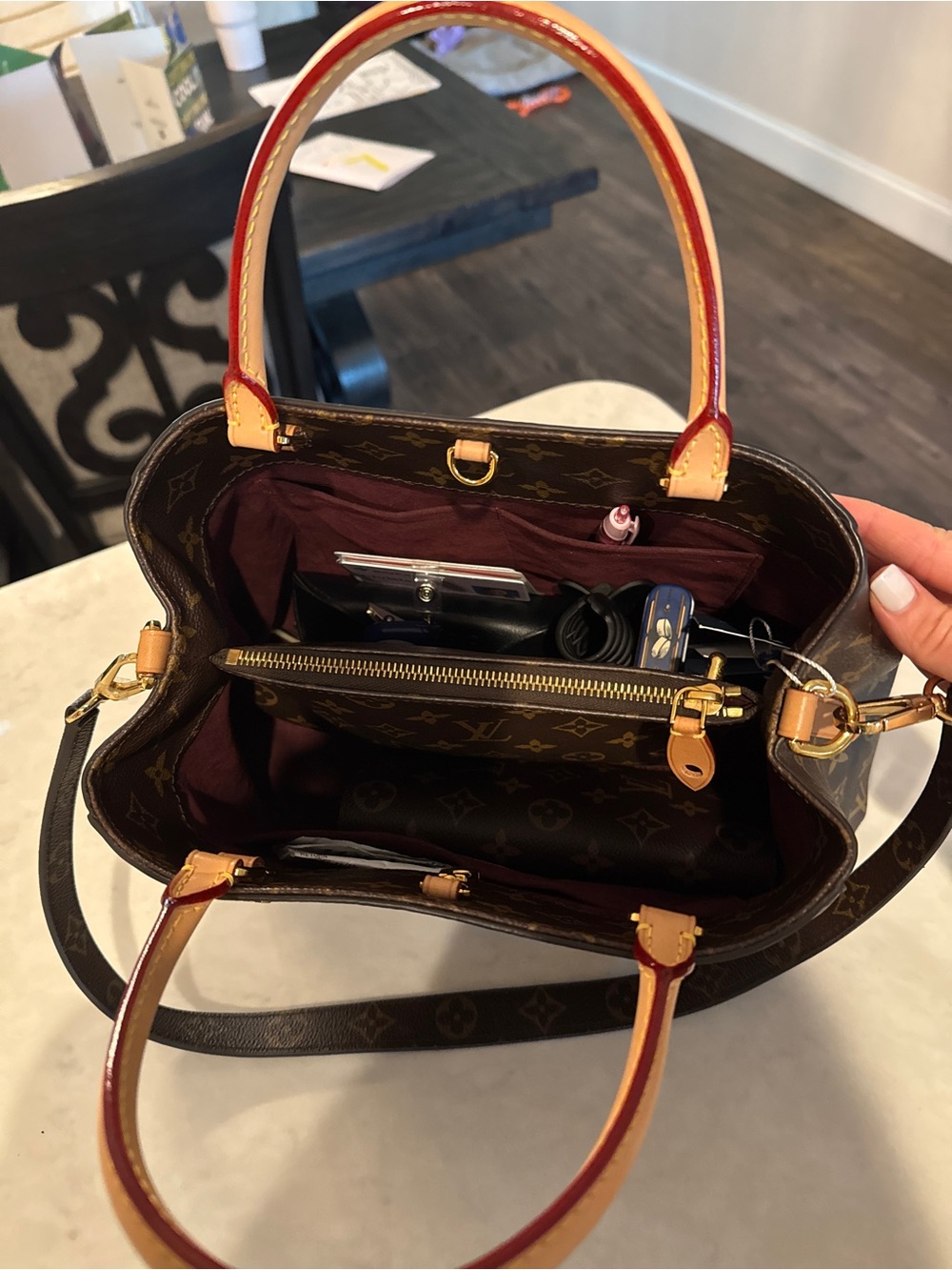 Louis Vuitton MM Montaigne Monogram Canvas Shoulder Tote in Brown and Gold - Picture 2 of 7
